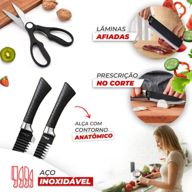 Conjunto Jogo Facas e descascador Do Chef Profissional - 6 peças