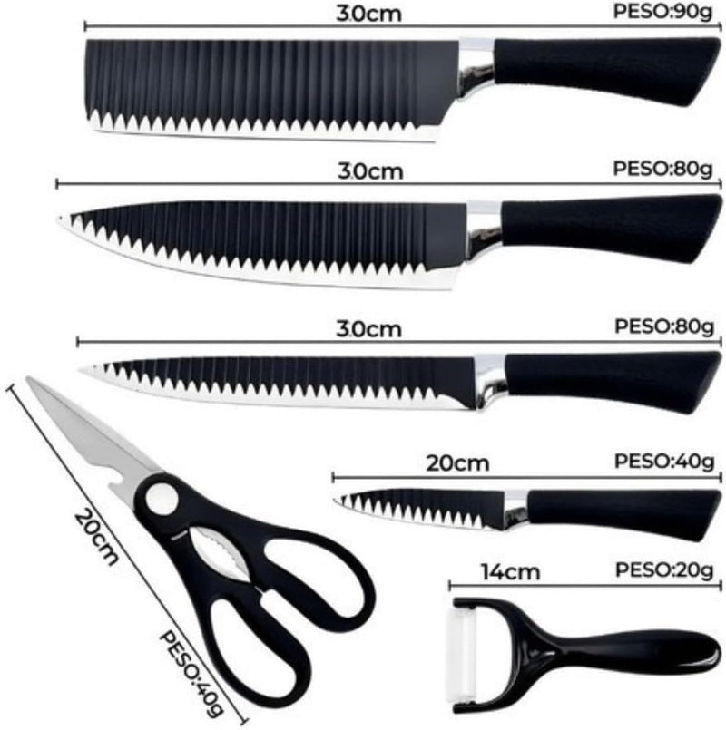 Conjunto Jogo Facas e descascador Do Chef Profissional - 6 peças