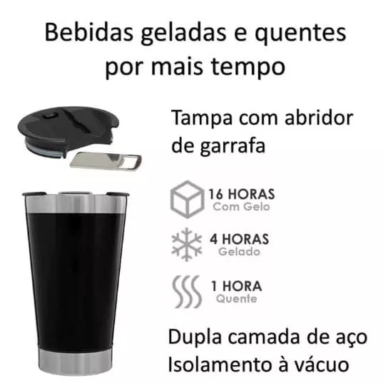 Copo térmico 2 em 1 com caixa de som bluetooth