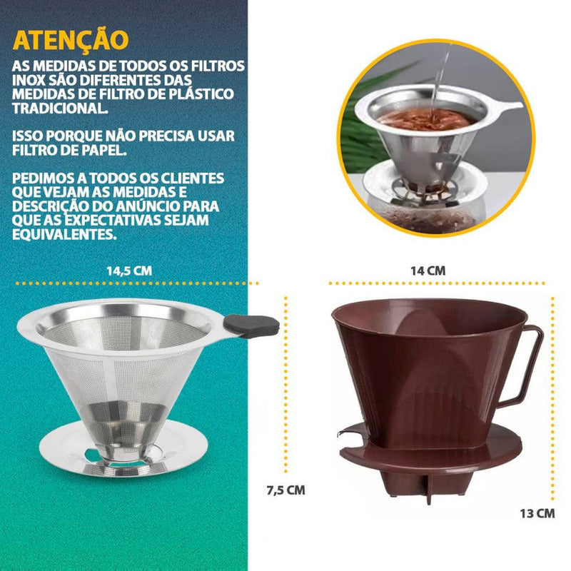 Coador Filtro De Café 103 Aço Inox Premium Sem Uso De Papel! - Loja Forsch