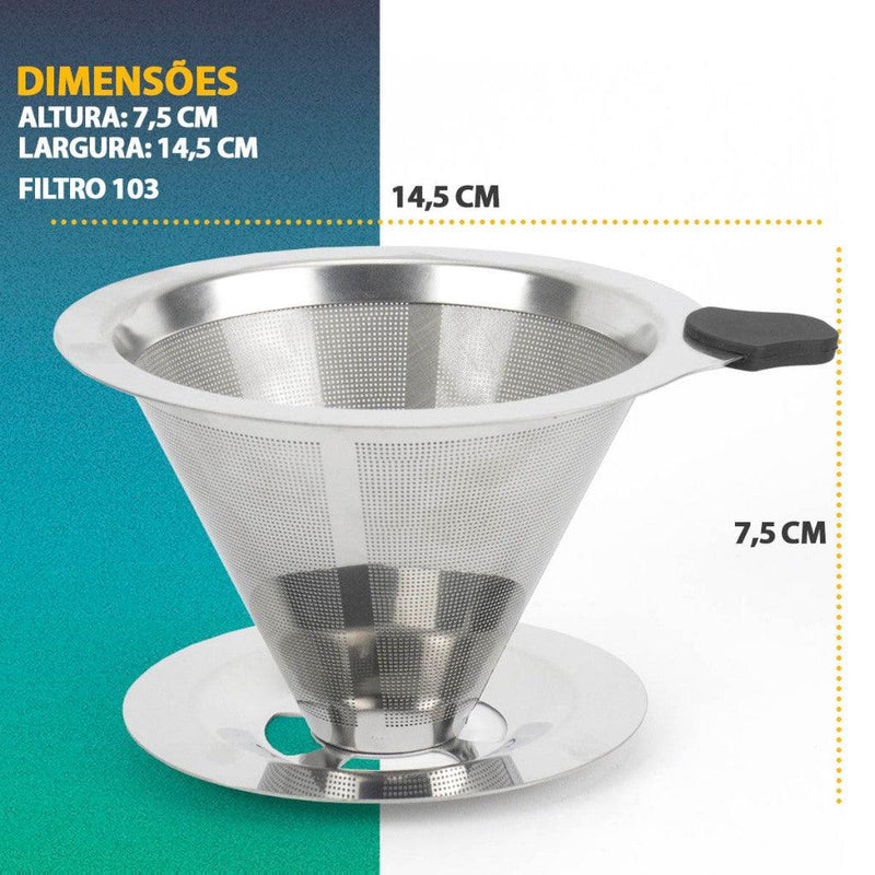 Coador Filtro De Café 103 Aço Inox Premium Sem Uso De Papel! - Loja Forsch