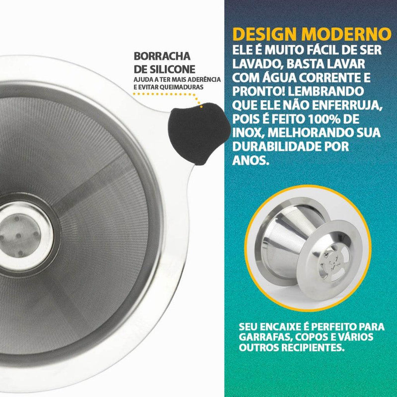 Coador Filtro De Café 103 Aço Inox Premium Sem Uso De Papel! - Loja Forsch
