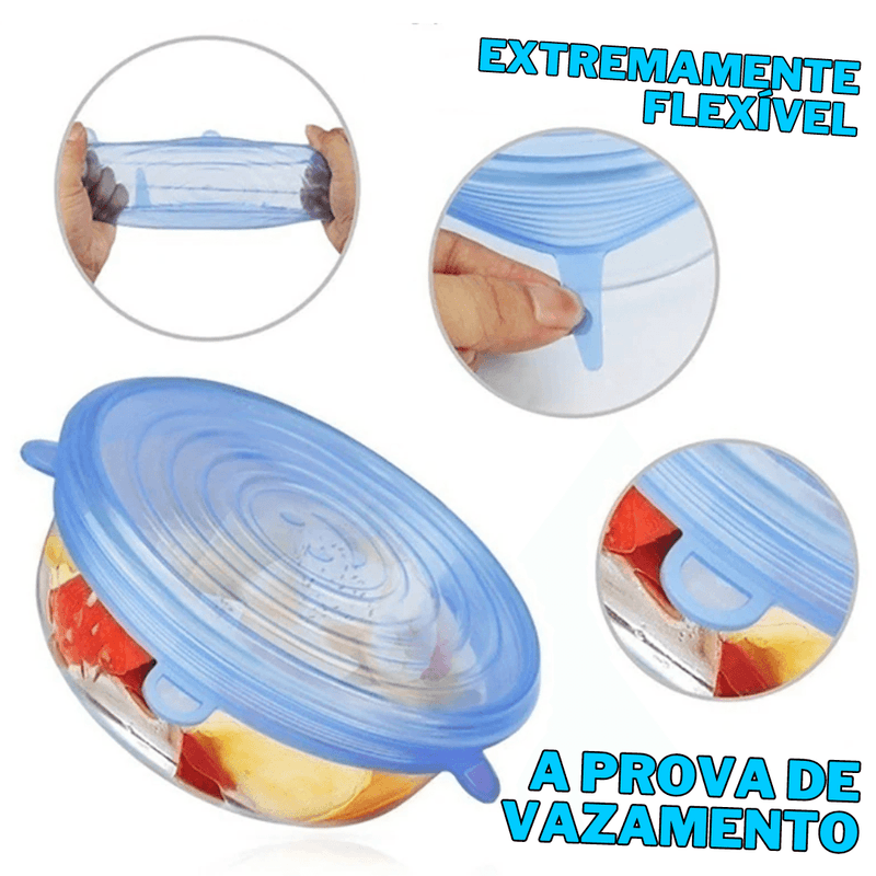 Compre 6 Leve 12 - Kit 12 Tampas de Silicone (UNIVERSAL) - ElasticPower - Loja Forsch