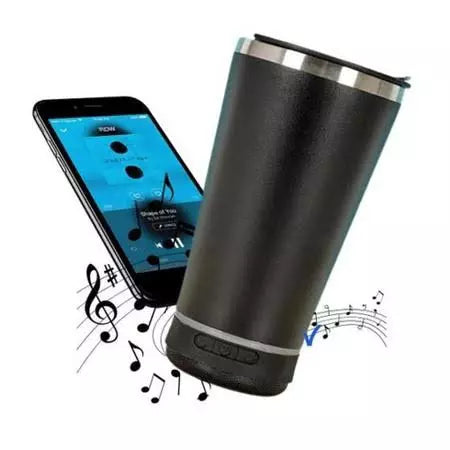 Copo térmico 2 em 1 com caixa de som bluetooth